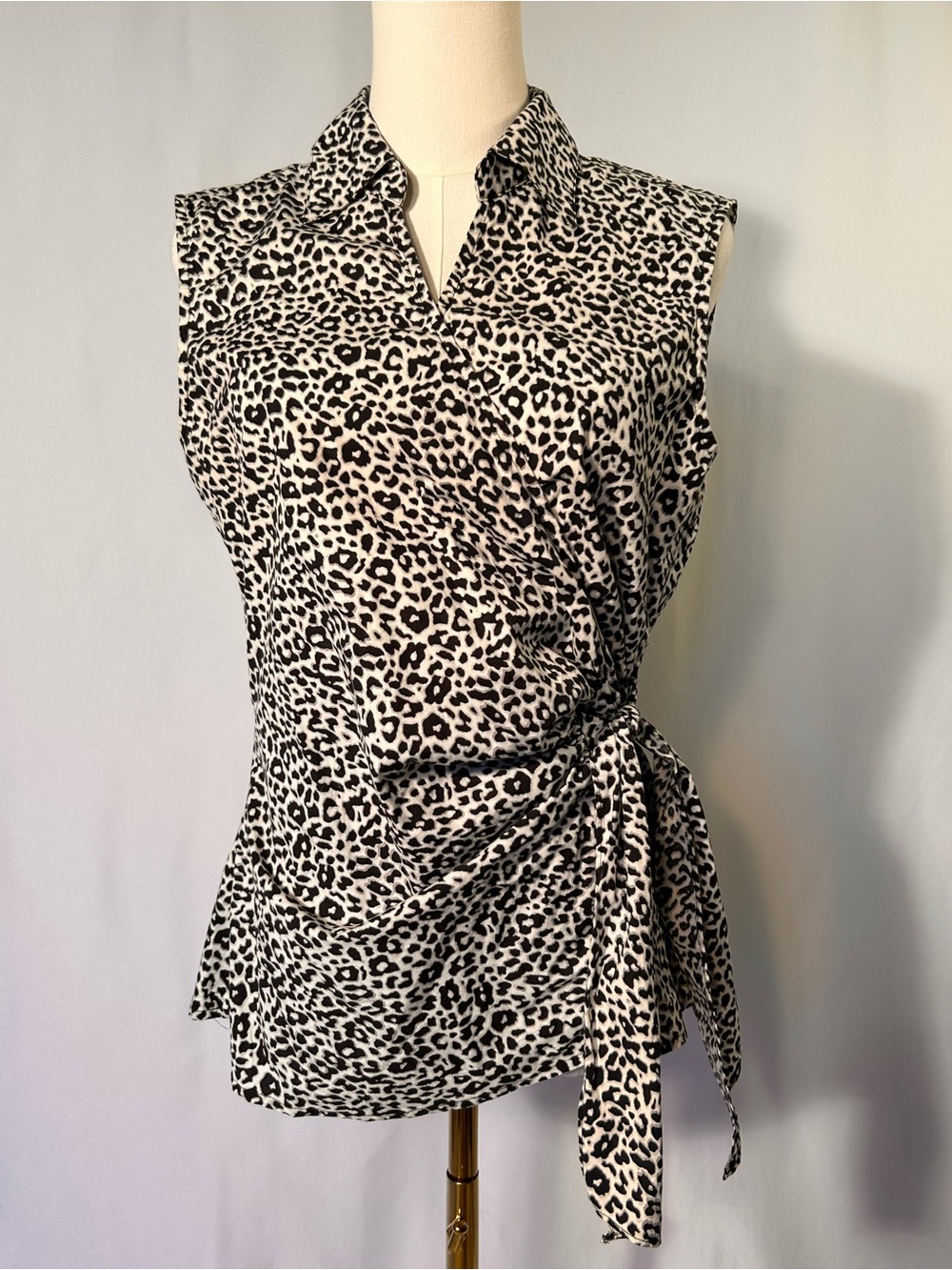 Express Design Studio Leopard Print Wrap Sleeveless Top Casual Office Y2K Sz L